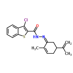 3-Chloro-N'-[(1Z)-5-isopropenyl-2-methyl-2-cyclohexen-1-ylidene]-1-benzothiophene-2-carbohydrazide结构式