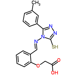 {2-[(E)-{[3-(3-Methylphenyl)-5-sulfanyl-4H-1,2,4-triazol-4-yl]imino}methyl]phenoxy}acetic acid结构式