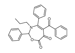 5-benzoyl-2,4-diphenyl-3-propyl-2H-1,3-oxazepine-6,7-dione结构式