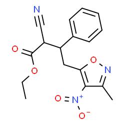 5-Isoxazolebutanoic acid,-alpha--cyano-3-methyl-4-nitro--bta--phenyl-,ethyl ester Structure