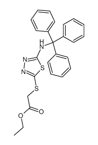 [5-(Trityl-amino)-[1,3,4]thiadiazol-2-ylsulfanyl]-acetic acid ethyl ester Structure