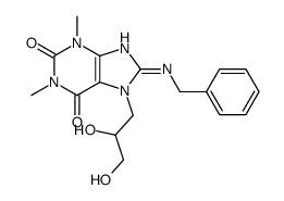 1H-Purine-2,6-dione, 3,7-dihydro-7-(2,3-dihydroxypropyl)-1,3-dimethyl- 8-((phenylmethyl)amino)-结构式