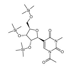 1-acetyl-5-((2S,3S,4R,5R)-3,4-bis((trimethylsilyl)oxy)-5-(((trimethylsilyl)oxy)methyl)tetrahydrofuran-2-yl)-3-methylpyrimidine-2,4(1H,3H)-dione结构式