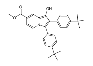 2,3-Bis-(4-tert-butyl-phenyl)-1-hydroxy-indolizine-7-carboxylic acid methyl ester结构式