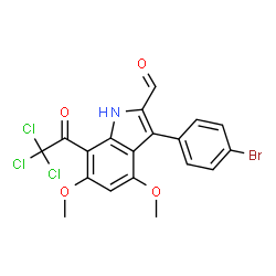 1H-Indole-2-carboxaldehyde,3-(4-bromophenyl)-4,6-dimethoxy-7-(trichloroacetyl)- (9CI) structure