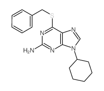 6-benzylsulfanyl-9-cyclohexyl-purin-2-amine structure