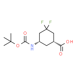 5-[[(1,1-二甲基乙氧基)羰基]氨基]-3,3-二氟- (1r,5s)-rel-环己羧酸结构式
