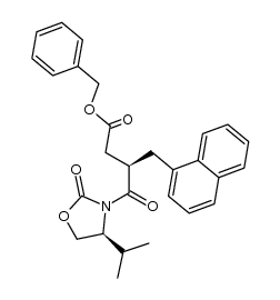 3-[3-benzyloxycarbonyl-2-(R)-(1-naphthyl)methyl-1-oxopropyl]-4-(S)-isopropyl-2-oxazolidinone Structure