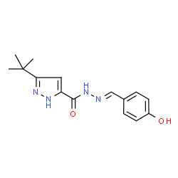 3-tert-butyl-N'-[(E)-(4-hydroxyphenyl)methylidene]-1H-pyrazole-5-carbohydrazide结构式