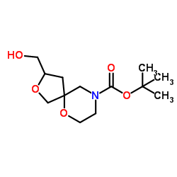 tert-Butyl 3-(hydroxymethyl)-2,6-dioxa-9-azaspiro[4.5]decane-9-carboxylate structure