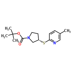 2-Methyl-2-propanyl (3S)-3-[(5-methyl-2-pyridinyl)sulfanyl]-1-pyrrolidinecarboxylate Structure