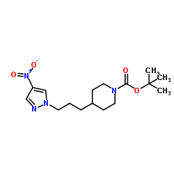 4-[3-(4-Nitro-pyrazol-1-yl)-propyl]-piperidine-1-carboxylic acid tert-butyl ester结构式
