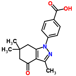 4-(3,6,6-Trimethyl-4-oxo-4,5,6,7-tetrahydro-1H-indazol-1-yl)benzoic acid结构式