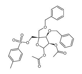 1,2-di-O-acetyl-3,5-di-O-benzyl-4-C-(p-toluenesulphonyloxymethyl)-α-D-ribofuranose结构式
