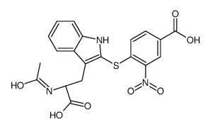 4-[[3-[(2S)-2-acetamido-2-carboxyethyl]-1H-indol-2-yl]sulfanyl]-3-nitrobenzoic acid Structure