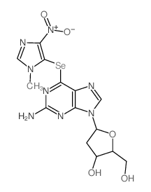 5-[2-amino-6-(3-methyl-5-nitro-imidazol-4-yl)selanyl-purin-9-yl]-2-(hydroxymethyl)oxolan-3-ol结构式