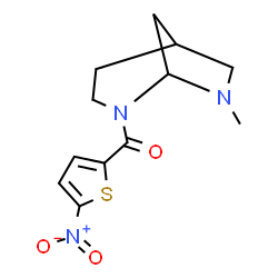 8-Methyl-3-(2-nitro-5-thienylcarbonyl)-3,8-diazabicyclo[3.2.1]octane结构式