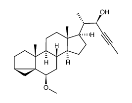 6β-methoxy-3α,5-cyclo-26,27-bisnor-5α-cholest-23-yn-22α-ol结构式