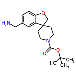 2-Methyl-2-propanyl 5-(aminomethyl)-1'H-spiro[1-benzofuran-3,4'-piperidine]-1'-carboxylate结构式