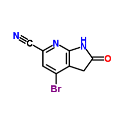 4-Bromo-2-oxo-2,3-dihydro-1H-pyrrolo[2,3-b]pyridine-6-carbonitrile结构式