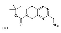 tert-butyl 2-(aminomethyl)-6,8-dihydro-5H-pyrido[3,4-d]pyrimidine-7-carboxylate,hydrochloride结构式