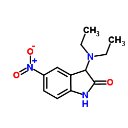 3-(Diethylamino)-5-nitro-1,3-dihydro-2H-indol-2-one结构式