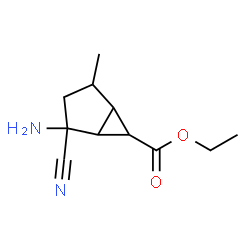 Bicyclo[3.1.0]hexane-6-carboxylic acid, 2-amino-2-cyano-4-methyl-, ethyl ester, structure