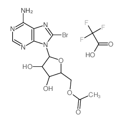 [5-(6-amino-8-bromo-purin-9-yl)-3,4-dihydroxy-oxolan-2-yl]methyl acetate; 2,2,2-trifluoroacetic acid Structure