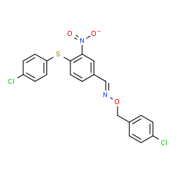 4-[(4-CHLOROPHENYL)SULFANYL]-3-NITROBENZENECARBALDEHYDE O-(4-CHLOROBENZYL)OXIME Structure