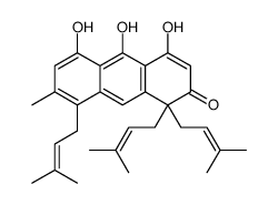 3,8,9-trihydroxy-6-methyl-4,4,5-tris(3-methylbut-2-enyl)anthracen-1(4H)-one structure