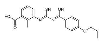 2-METHYL-3-[[[(4-PROPOXYBENZOYL)AMINO]THIOXOMETHYL]AMINO]-BENZOIC ACID结构式