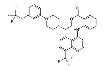 2-[4-[3-(trifluoromethylsulfanyl)phenyl]piperazin-1-yl]ethyl 2-[[8-(trifluoromethyl)quinolin-4-yl]amino]benzoate Structure