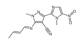 5-but-2-enylideneamino-1-methyl-3-(1-methyl-5-nitro-1H-imidazol-2-yl)-1H-pyrazole-4-carbonitrile结构式