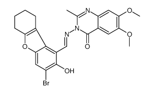 4(3H)-Quinazolinone,3-[[(3-bromo-6,7,8,9-tetrahydro-2-hydroxy-1-dibenzofuranyl)methylene]amino]-6,7-dimethoxy-2-methyl-(9CI) picture