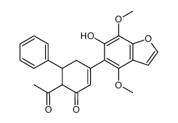 6-Acetyl-3-(6-hydroxy-4,7-dimethoxy-benzofuran-5-yl)-5-phenyl-cyclohex-2-enone Structure