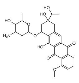 8-(1-Hydroxyethyl)-10-[(3-amino-2,3,6-trideoxy-α-L-lyxo-hexopyranosyl)oxy]-7,8,9,10-tetrahydro-8,11-dihydroxy-1-methoxy-5,12-naphthacenedione结构式