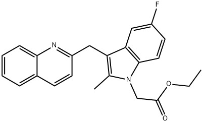 ethyl 2-(5-fluoro-2-methyl-3-(quinolin-2-ylmethyl)-1H-indol-1-yl)acetate structure