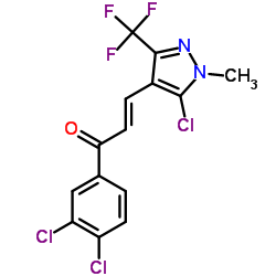 (2E)-3-[5-Chloro-1-methyl-3-(trifluoromethyl)-1H-pyrazol-4-yl]-1-(3,4-dichlorophenyl)-2-propen-1-one结构式