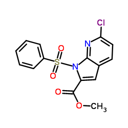 Methyl 1-(benzenesulfonyl)-6-chloro-1H-pyrrolo[2,3-b]pyridine-2-carboxylate structure