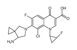 3-Quinolinecarboxylic acid, 7-[(7S)-7-amino-5-azaspiro[2.4]hept-5-yl]-8-chloro-6-fluoro-1-[(1R,2S)-2-fluorocyclopropyl]-1,4-dihydro-4-oxo-结构式