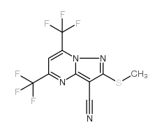 5,7-双(三氟甲基)-3-氰基-2-(甲基硫代)吡咯[1,5-A]嘧啶结构式
