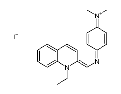 4-[(1-ethylquinolin-1-ium-2-yl)methylideneamino]-N,N-dimethylaniline,iodide Structure