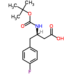 (S)-3-((叔丁氧羰基)氨基)-4-(4-氟苯基)丁酸结构式