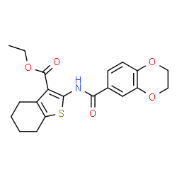 ethyl 2-(2,3-dihydrobenzo[b][1,4]dioxine-6-carboxamido)-4,5,6,7-tetrahydrobenzo[b]thiophene-3-carboxylate结构式