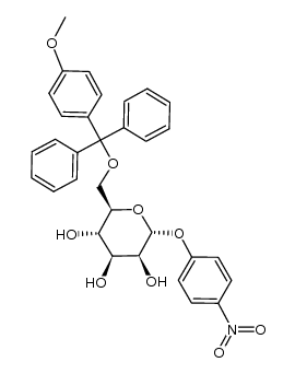 (2R,3S,4S,5S,6R)-2-(((4-methoxyphenyl)diphenylmethoxy)methyl)-6-(4-nitrophenoxy)tetrahydro-2H-pyran-3,4,5-triol结构式