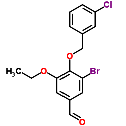 3-Bromo-4-[(3-chlorobenzyl)oxy]-5-ethoxybenzaldehyde Structure