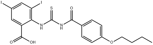 2-[[[(4-butoxybenzoyl)amino]thioxomethyl]amino]-3,5-diiodo-benzoic acid结构式