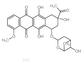 (8S,10S)-8-acetyl-10-[(2S,4R,5R,6S)-4-amino-5-hydroxy-6-methyl-oxan-2-yl]oxy-6,8,11-trihydroxy-1-methoxy-9,10-dihydro-7H-tetracene-5,12-dione hydrochloride Structure