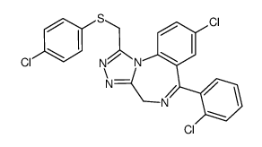 4H-(1,2,4)Triazolo(4,3-a)(1,4)benzodiazepine, 8-chloro-6-(2-chlorophen yl)-1-(((4-chlorophenyl)thio)methyl)-结构式