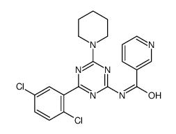3-Pyridinecarboxamide, N-(4-(2,5-dichlorophenyl)-6-(1-piperidinyl)-1,3 ,5-triazin-2-yl)-结构式